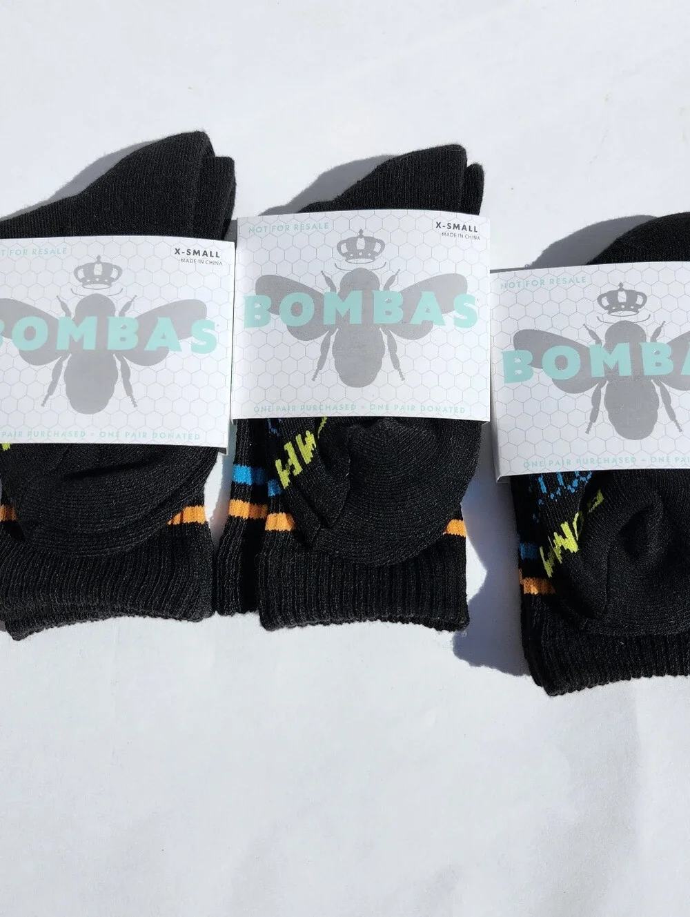 Bombas Kids Socks with Blue and Orange Accents Xs